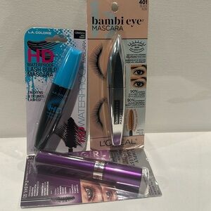 Bundle (3) Mascara of L’Oreal, Cover Girl and L.A. Colors. Waterproof, Volume.